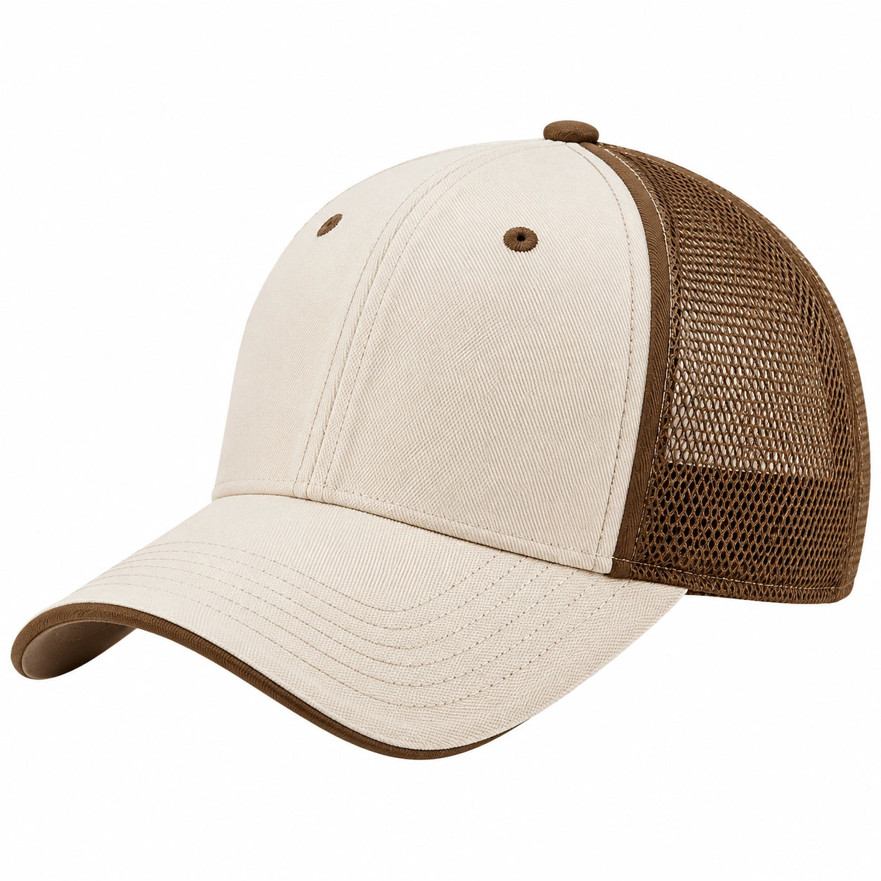 Trucker Cap Einheitsgröße Gewebe mit Netz Beige Braun atmungsaktiv