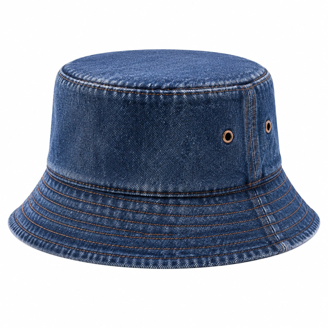 Anglerhut Einheitsgröße aus Denim Blau mit Ösen für Damen und Herren