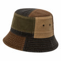 Anglerhut Einheitsgröße aus Baumwollstoff in Schwarz Braun Khaki mit Patchwork-Design