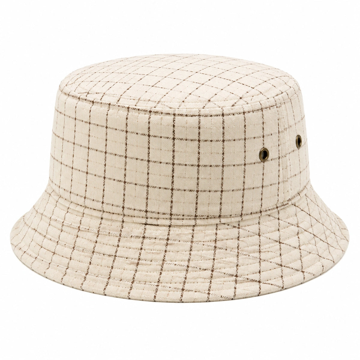 Fischerhut Einheitsgröße aus Textil in Beige mit Karomuster für Alltag