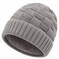 Strickmütze Einheitsgröße Grau mit Fleecefutter für Damen und Herren