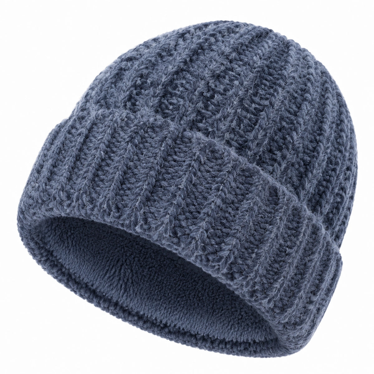 Strickmütze Einheitsgröße Blau mit Fleece-Innenfutter für Damen und Herren