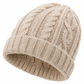 Strickmütze Einheitsgröße Beige mit Umschlag für Damen und Herren