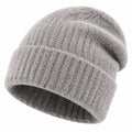 Strickmütze Einheitsgröße Grau mit Umschlag für den Winter
