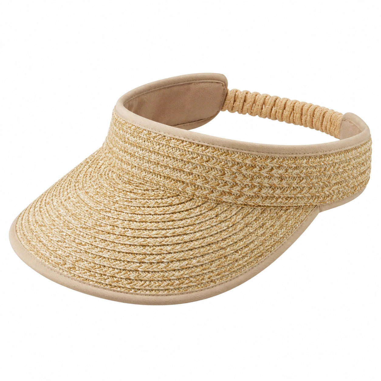 Sonnenvisier Einheitsgröße aus geflochtenem Stroh Beige - verstellbarer Schirm für Damen